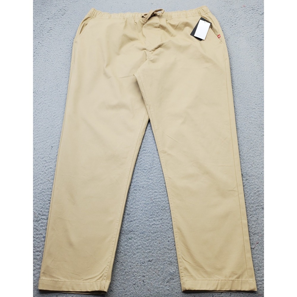 Quiksilver Pants Mens XL Tan Straight Stretch Comfort Drawstring Elastic Waist